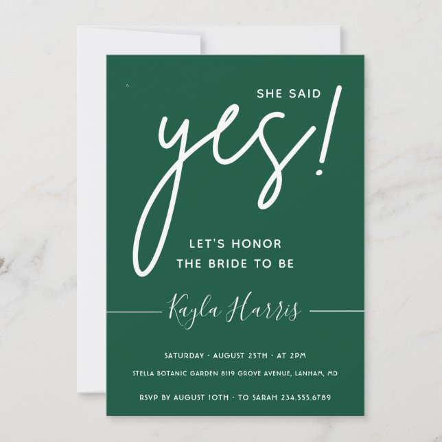 Elle a dit Oui Simple Invitation de douche nuptial (Devant)