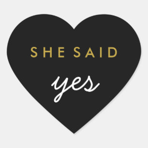 Elle A Dit Oui Sticker Mariage Fiançailles Black G