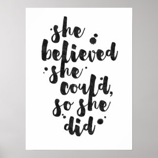 Elle Croyait Qu'Elle Pourrait - Affiche Inspiratio