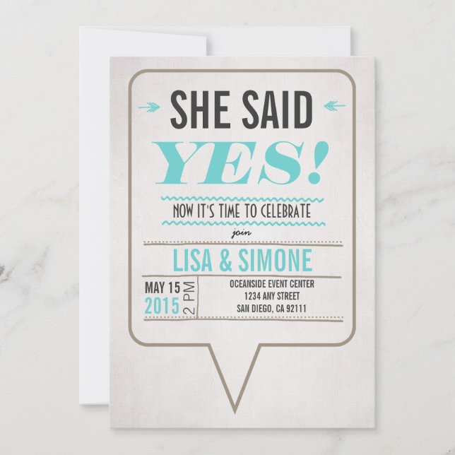 Elle Dit Oui Lesbien Faire-part de mariage (Devant)