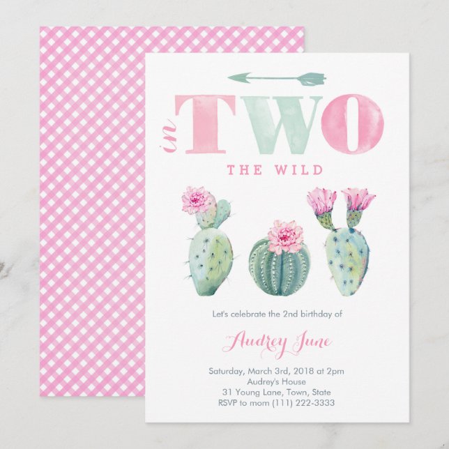 Elle est DEUX invitations de cactus sauvages de 2è (Devant / Derrière)