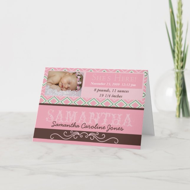 Elle est ici Customisée Cartes Faire-part pour béb (Devant)