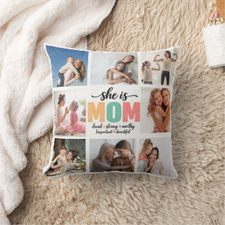 Elle est maman Coussin décoratif en collage de pho