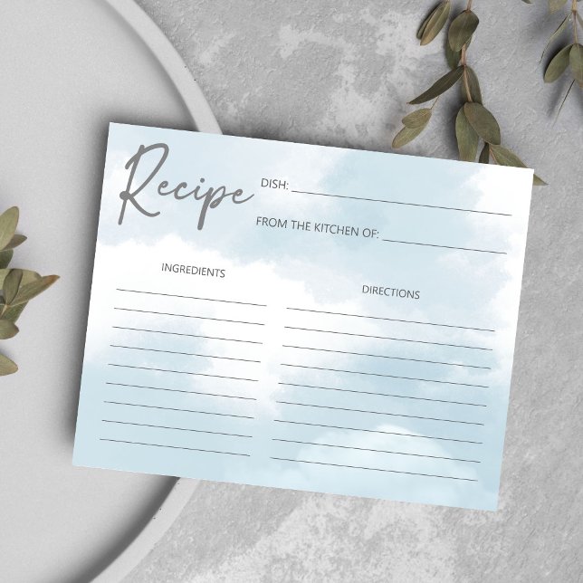 Elle est sur le nuage neuf nuptiale carte de recet (She is on cloud nine bridal shower recipe card)