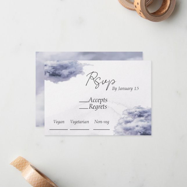 Elle est sur nuage neuf nuptiale carte rsvp douche (Devant/Arrière en situation)