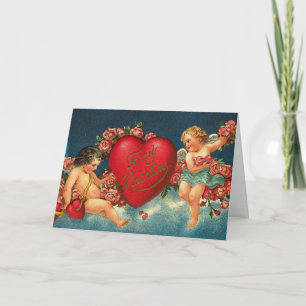 Elle marche dans la carte de Valentine de beauté