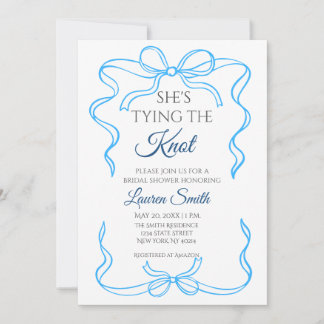Elle Noue le Nœud - Invitation Bleue à la Fête de