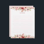 ELLE Pink Flower Elegant Lined Letterhead<br><div class="desc">Made for you!</div>