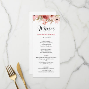 ELLE Pink Flower Elegant Wedding Menu