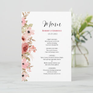 ELLE Pink Flower Elegant Wedding Menu