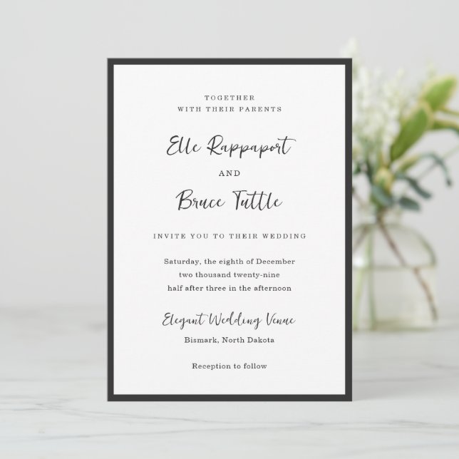 Elle Simple Modern Wedding Invitation (Standing Front)