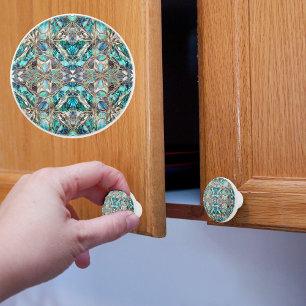 Ellegant Abalone and Silver Ceramic Knob