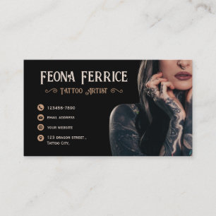 Ellegant Monogram Sepia Tattoo Artist Business Card
