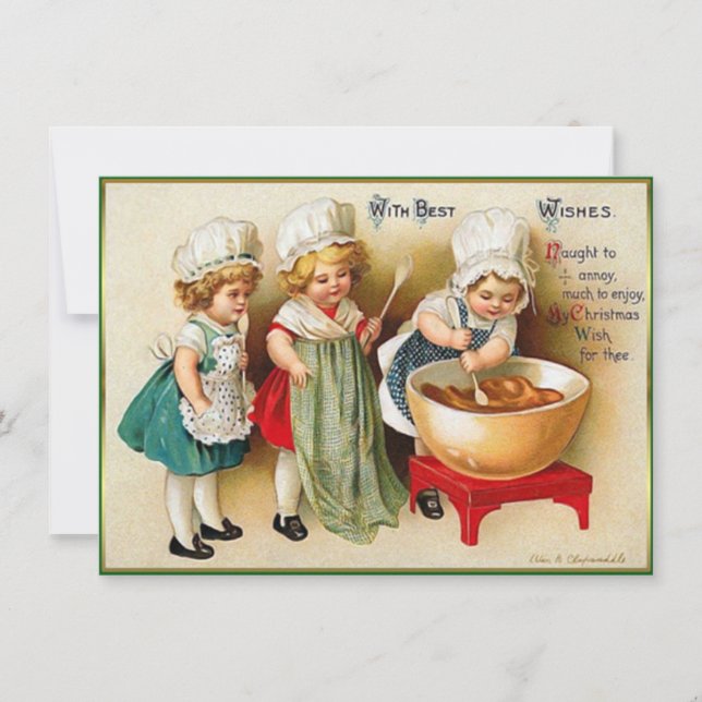 Ellen Clapsaddle 3 Little Girls Vintage Christmas Card (Front)