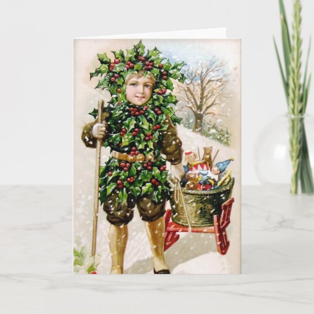 Ellen Clapsaddle: Holly Boy with Toys Holiday Card (Front)
