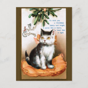Ellen H. Clapsaddle: Cat under Mistletoe Postcard