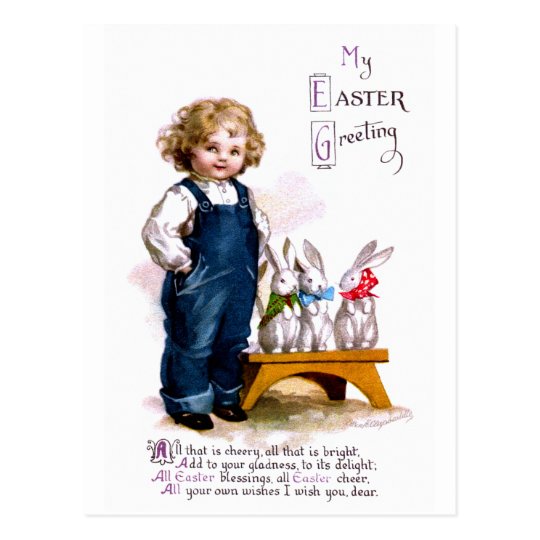 Ellen H. Clapsaddle: Child with tree bunnies Postcard