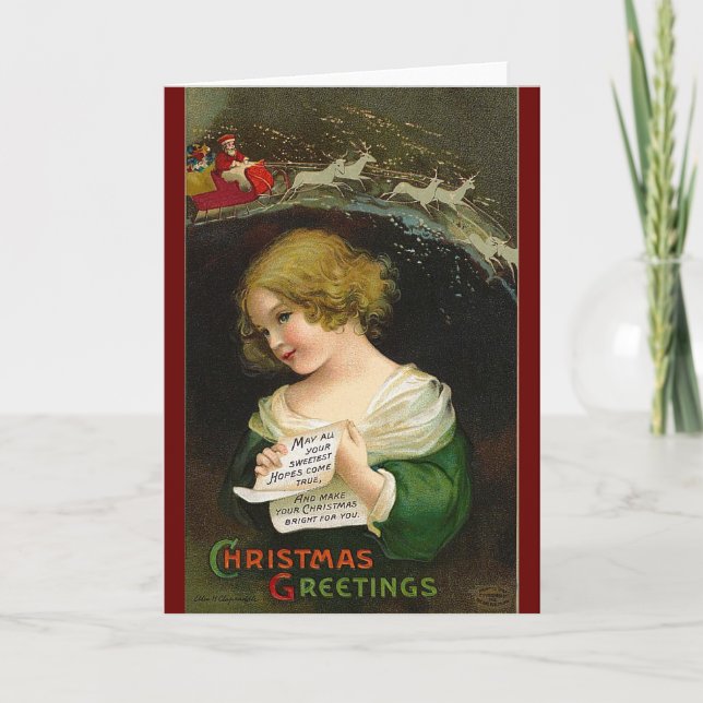 Ellen H. Clapsaddle - Christmas Girl with Letter Holiday Card (Front)