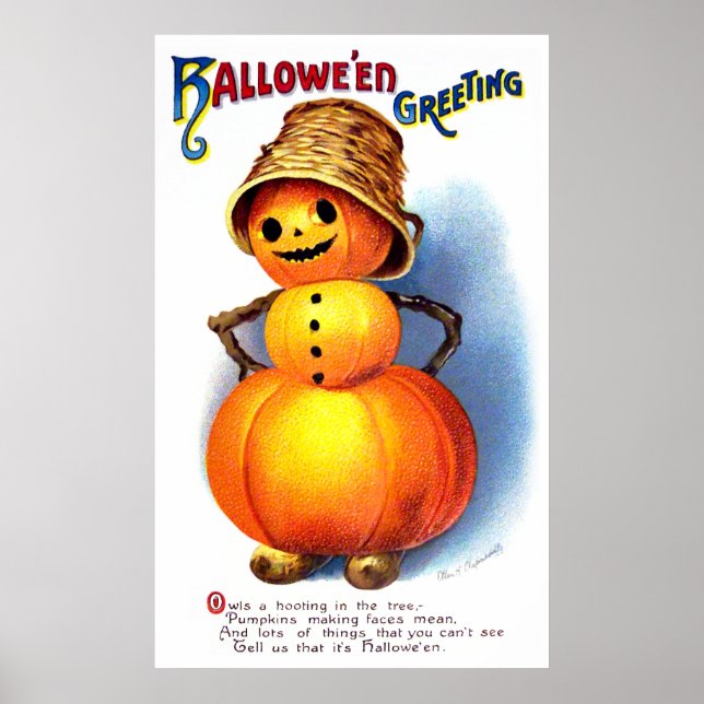 Ellen H. Clapsaddle: Funny Pumpkin Character Poster (Front)