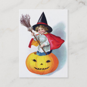 Ellen H. Clapsaddle: Little Pumpkin Witch Business Card