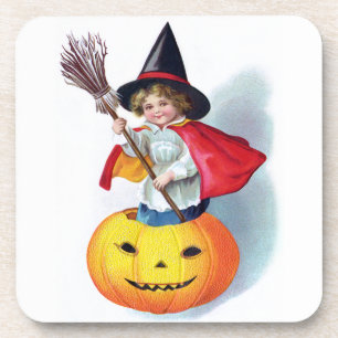 Ellen H. Clapsaddle: Little Pumpkin Witch Coaster