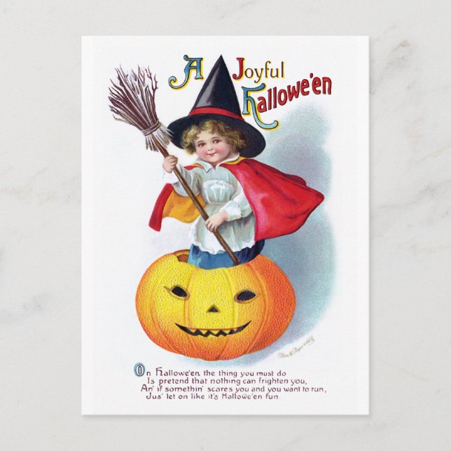 Ellen H. Clapsaddle: Little Pumpkin Witch Postcard (Front)