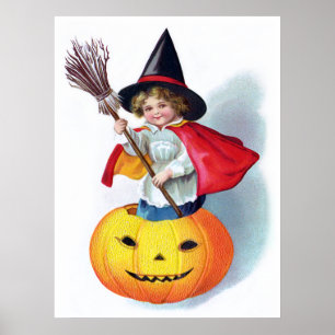 Ellen H. Clapsaddle: Little Pumpkin Witch Poster