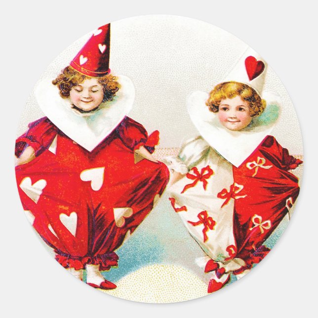 Ellen H. Clapsaddle Pierrot Children Classic Round Sticker (Front)