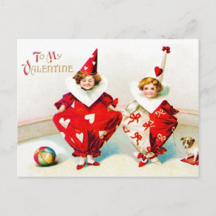 Ellen H. Clapsaddle Pierrot Children Valentine Holiday Postcard
