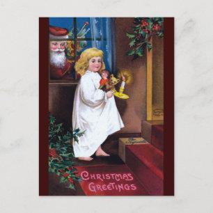 Ellen H. Clapsaddle: Santa Looking through Window Holiday Postcard
