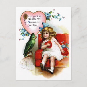 Ellen H. Clapsaddle: Valentine Girl with Parrot Holiday Postcard