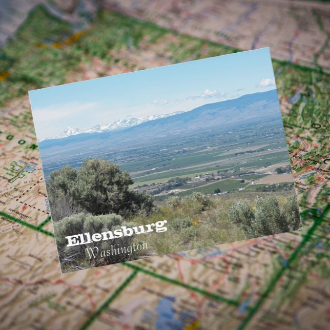 Ellensburg, Washington Travel Photo Postcard (In Situ Map)
