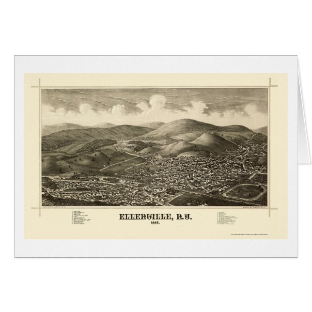 Ellenville, carte panoramique de NY - 1887 (Devant horizontal)