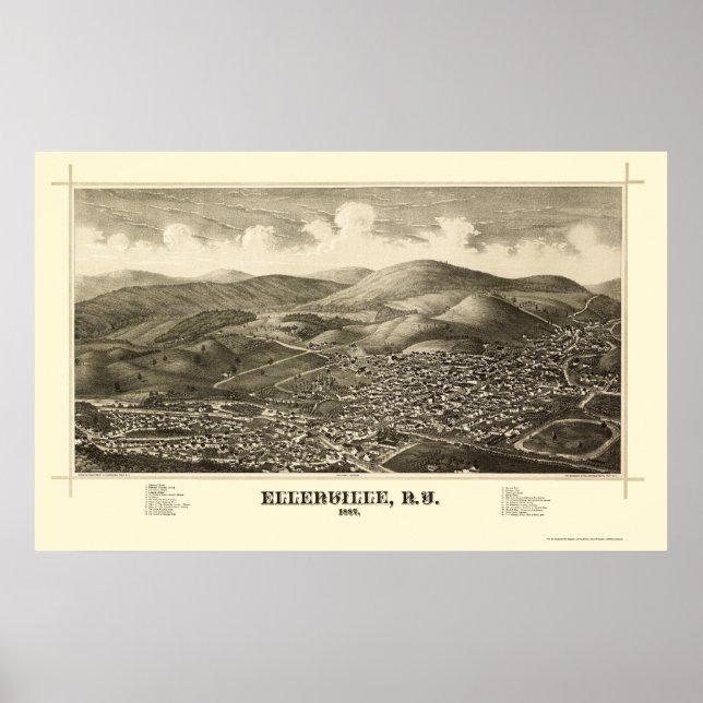 Ellenville, NY Panoramic Map - 1887 Poster (Front)