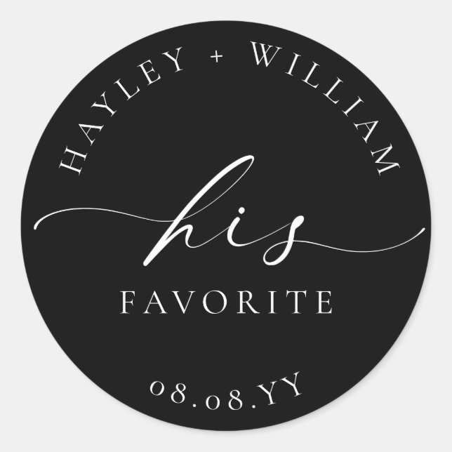 Ellesmere Black His Favourite Classic Round Sticker (Front)