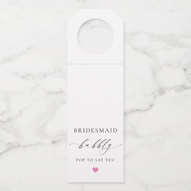 Ellesmere Bridesmaid Bubbly Bottle Hanger Tag (Front)