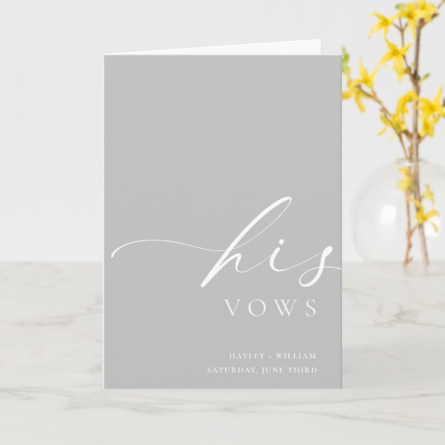 Ellesmere Grey His Vows Wedding Card (Yellow Flower)