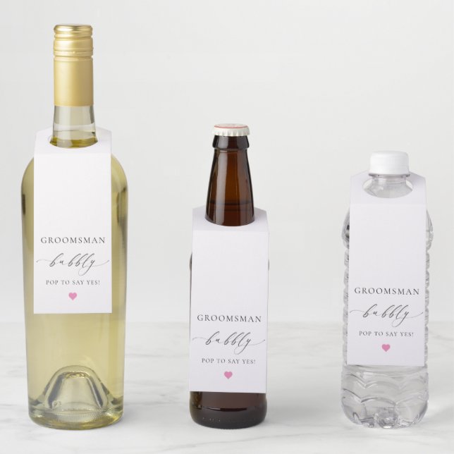 Ellesmere Groomsman Bubbly Bottle Hanger Tag (In Situ)