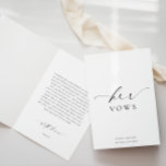 Ellesmere Her Vows Wedding Card<br><div class="desc">The Ellesmere wedding vow card features a modern minimalist design on a white background for a clean and simple look. The script heading is an image that cannot be edited. All of the other text is fully editable. For more advanced customization of this design, simply select the "Customize It" button...</div>