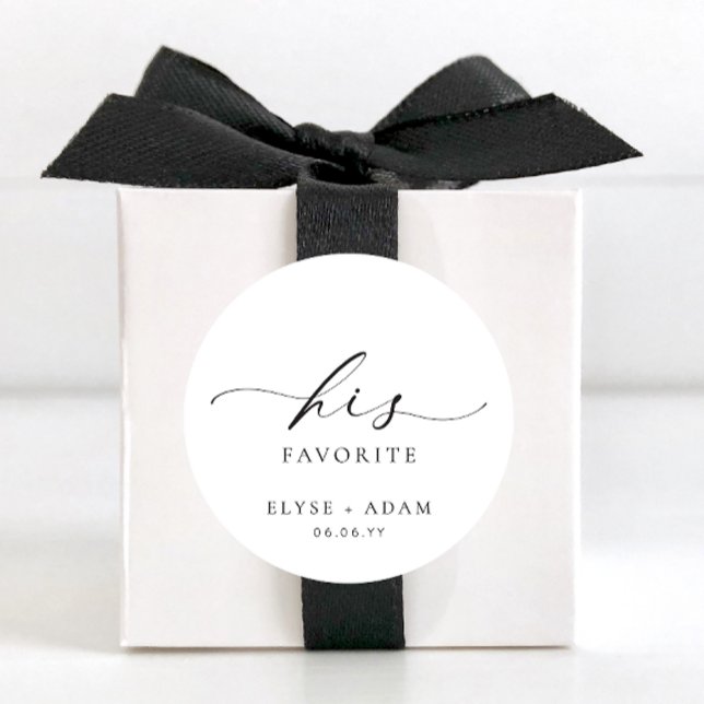 Ellesmere His Favourite Favour Classic Round Stick Sticker (Ellesmere Wedding Circle Stickers His Favourite )