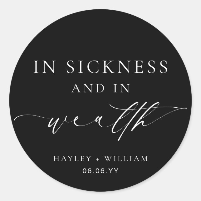 Ellesmere In Sickness and In Wealth Lotto Wedding Classic Round Sticker (Front)