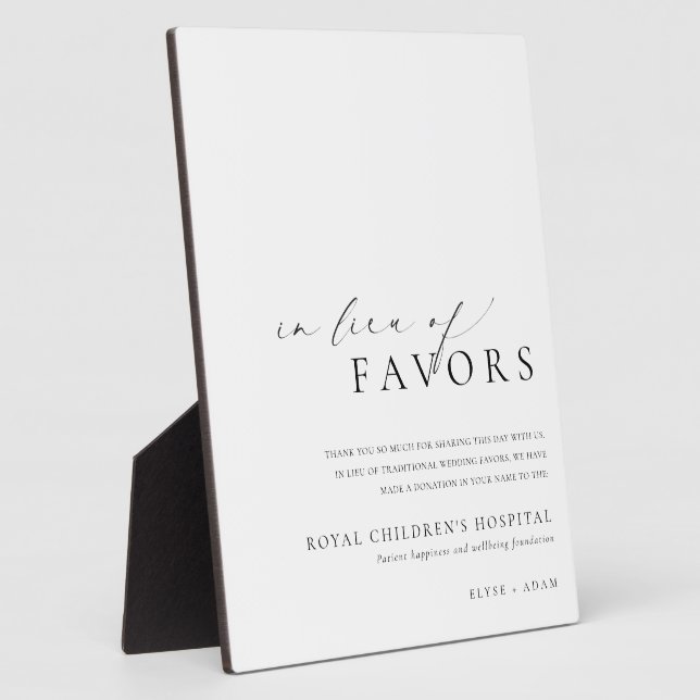 Ellesmere Minimalist In Lieu Of Favours Sign Plaque (Side)