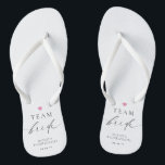 Ellesmere Minimalist Team Bride Flip Flops<br><div class="desc">These team bride flip-flops feature a minimalist design with a script calligraphy heading. The script heading is an image that cannot be edited. All of the other text is fully editable. These team bride flip-flops are the perfect accompaniment to your bachelorette weekend and hens party. For more advanced customization of...</div>