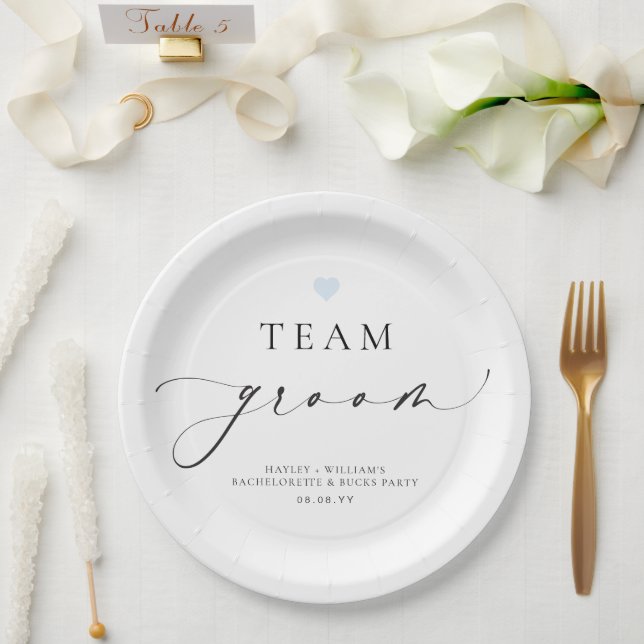 Ellesmere Minimalist Team Groom Paper Plate (Wedding)