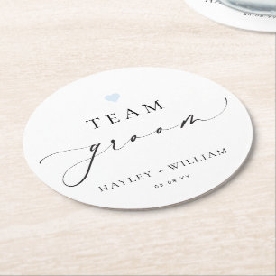 Ellesmere Minimalist Team Groom Round Paper Coaster