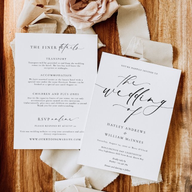Ellesmere Minimalist Wedding and Details Invitation (Wedding Invitation Ellesemere )