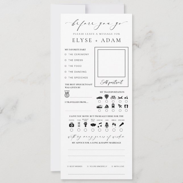 Ellesmere Minimalist Wedding Guest Book Card (Front)