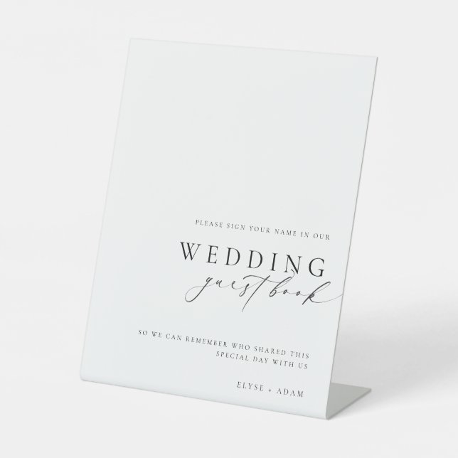 Ellesmere Minimalist Wedding Guest Book Pedestal Sign (Front)