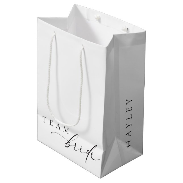 Ellesmere Minimalist Wedding Team Bride Medium Gif Gift Bag (Front Angled)