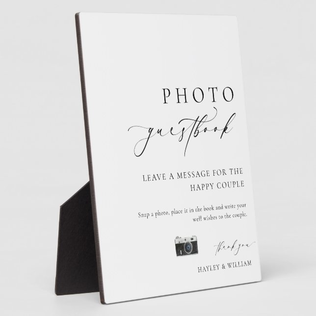 Ellesmere Modern Minimal Photo Guestbook Sign Plaque (Side)